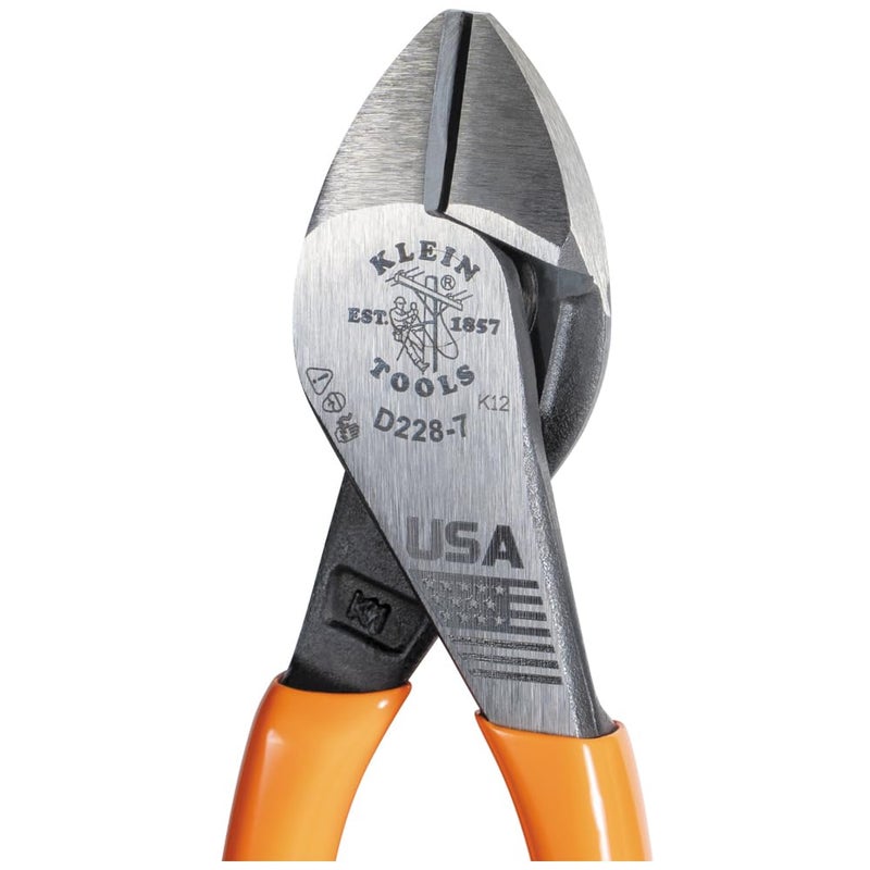 Klein Tools D228-7 Pliers, Made in USA, Diagonal Cutting Pliers with High-Leverage Design, 7-Inch - Image 3