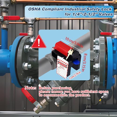 Young Dance Adjustable Ball Valve Lockout Device - OSHA Compliant Industrial Safety Lock for 1/4''-2-1/2'' Valves - Heavy-Duty Nylon Construction - Weatherproof Design - Red - Image 3