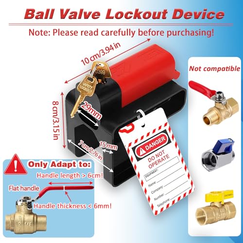 Young Dance Adjustable Ball Valve Lockout Device - OSHA Compliant Industrial Safety Lock for 1/4''-2-1/2'' Valves - Heavy-Duty Nylon Construction - Weatherproof Design - Red - Image 2