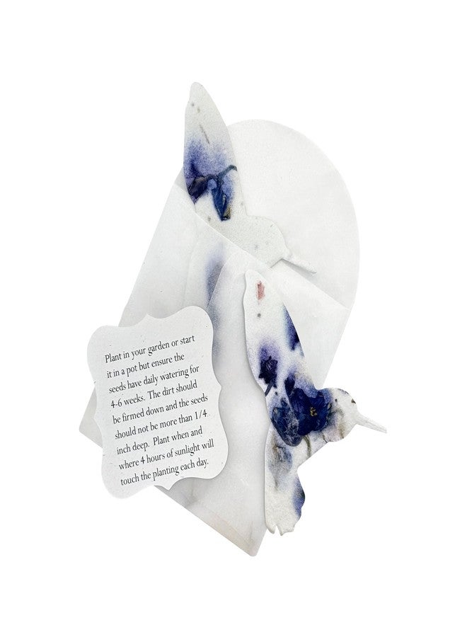 Seed Bloom Wildflower Seed Paper - Set of 24 Purple Hummingbird-Shaped with Envelope and Planting Instruction, Writable & Plantable Gift for Plant Lover, Use for Funeral, Memorial, & Life Celebration - Image 1