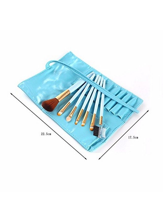 Nesa 7 Pcs Make Brush Kit With Sleek Pouch + Makeup Sponge (Blue) - Image 4