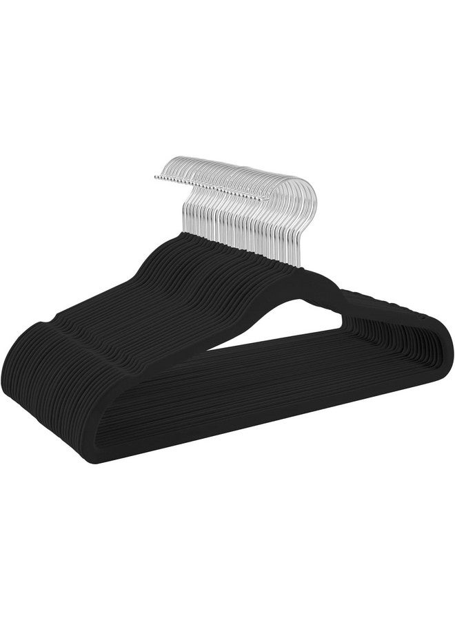 ARLICORPING Velvet Hangers Non-Slip Premium Suit Hangers Ultra Thin Space Saving 360 Degree Swivel Hook Clothes Hangers (Black, 30) - Image 1