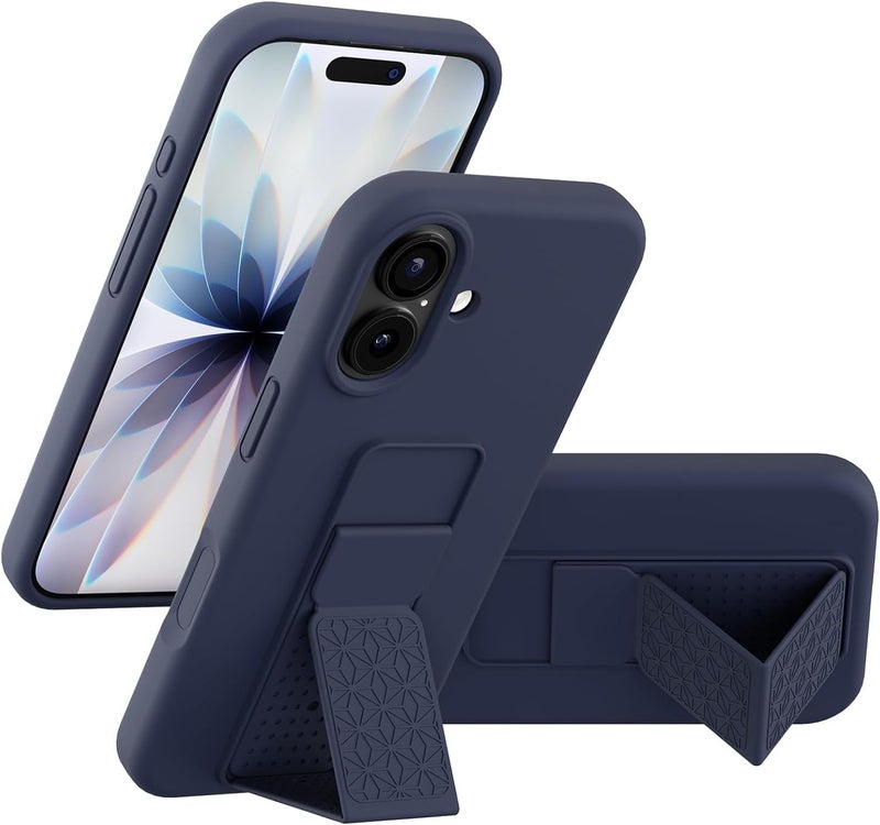 بورتوني حافظة iPhone 17، غطاء حامل إصبع مع حامل قابل للطي، حافظة سيليكون ناعمة متعددة الحوامل مغناطيسية للسيارة لهاتف iPhone 17 مقاس 6.3 بوصة (أزرق، iPhone 17) - Image 1