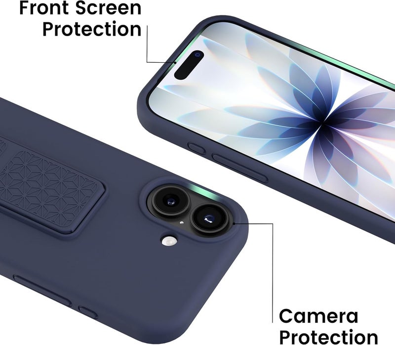 بورتوني حافظة iPhone 17، غطاء حامل إصبع مع حامل قابل للطي، حافظة سيليكون ناعمة متعددة الحوامل مغناطيسية للسيارة لهاتف iPhone 17 مقاس 6.3 بوصة (أزرق، iPhone 17) - Image 3