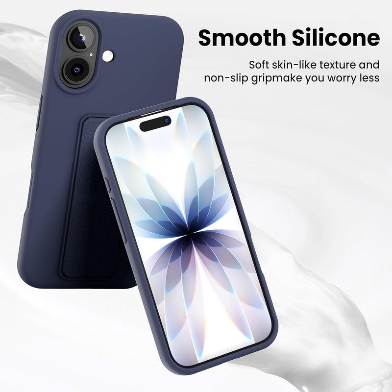 بورتوني حافظة iPhone 17، غطاء حامل إصبع مع حامل قابل للطي، حافظة سيليكون ناعمة متعددة الحوامل مغناطيسية للسيارة لهاتف iPhone 17 مقاس 6.3 بوصة (أزرق، iPhone 17) - Image 4