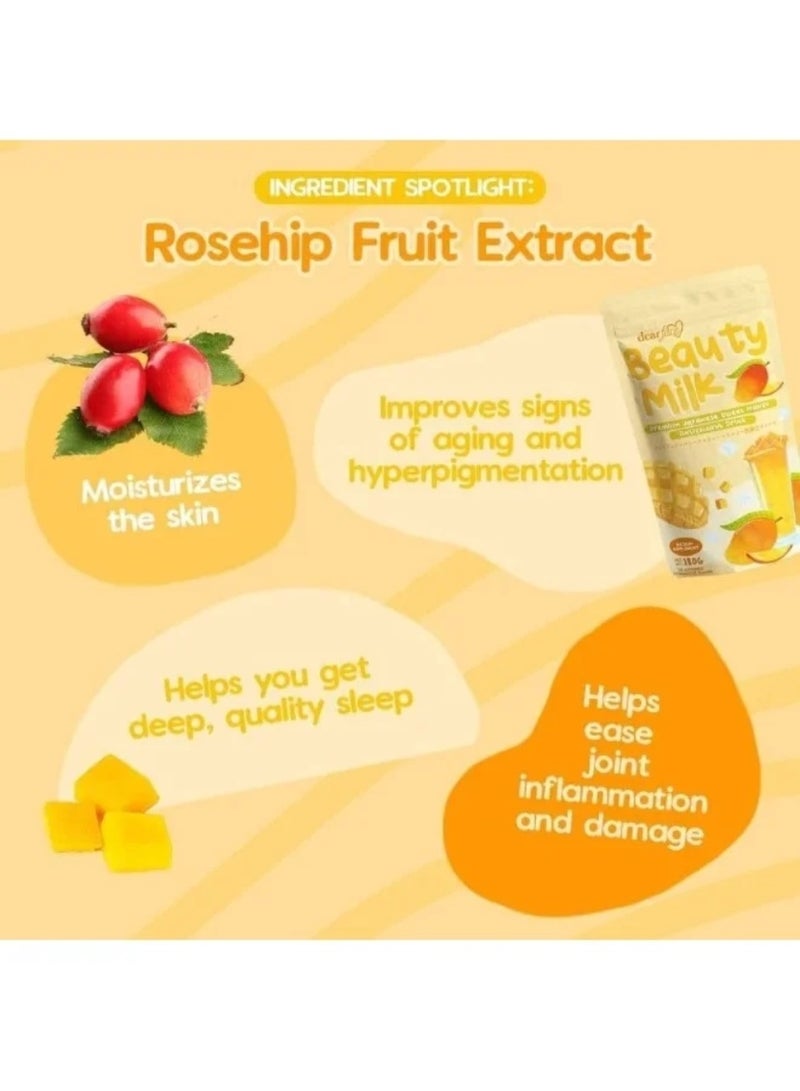 دير فيس بيوتي ميلك مشروب مانجو حلو ياباني ممتاز مضاد للأكسدة 10 أكياس * 18 جرام 180 جرام - Image 3