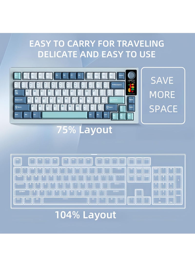 LANGTU LT75 RGB Gaming Mechanical Keyboard, 3 Mode Wired BT Wireless Gaming Mechanical 75% Keyboard,80 Keys Gasket Structure RGB Full-key Hot-swap Gaming Keyboard - Image 4