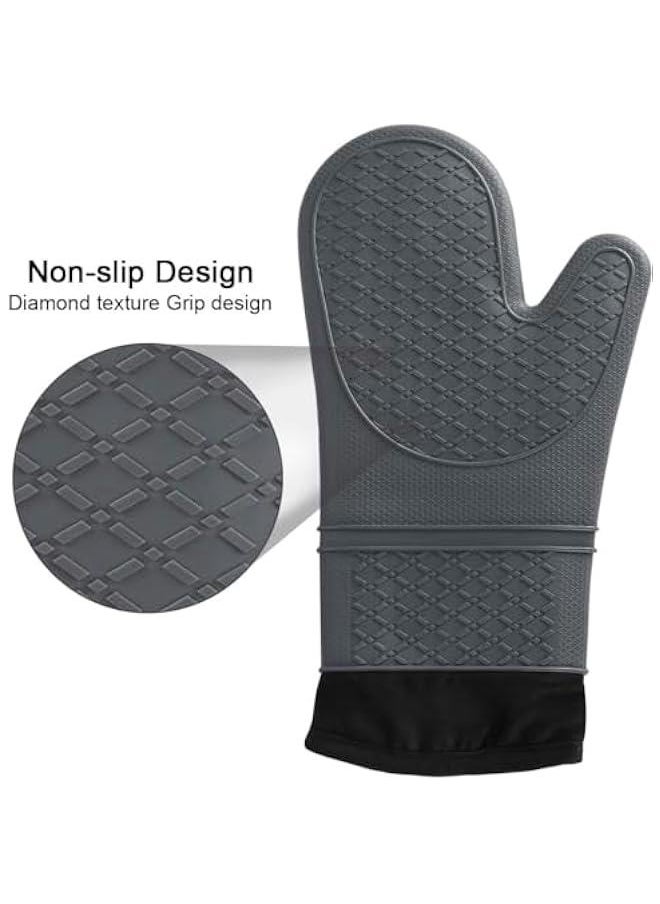 HOOKOR Oven Mitts Heat Resistant - 2PCS Black Silicone Oven Mitts, Non-Slip Grip Soft Oven Mitt, Flexible Kitchen Oven Mits Potholders Oven Gloves for Cooking Baking Kitchen Mittens  - Image 5