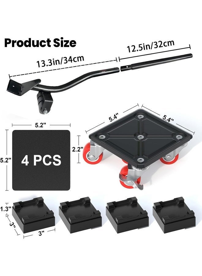 Arabest Furniture Movers, Furniture Sliders with 5 Rotation Universal Wheels & Lifter Kit, Carbon Steel Panel Heavy Duty Furniture Lifter for Moving Heavy Furniture - Image 2
