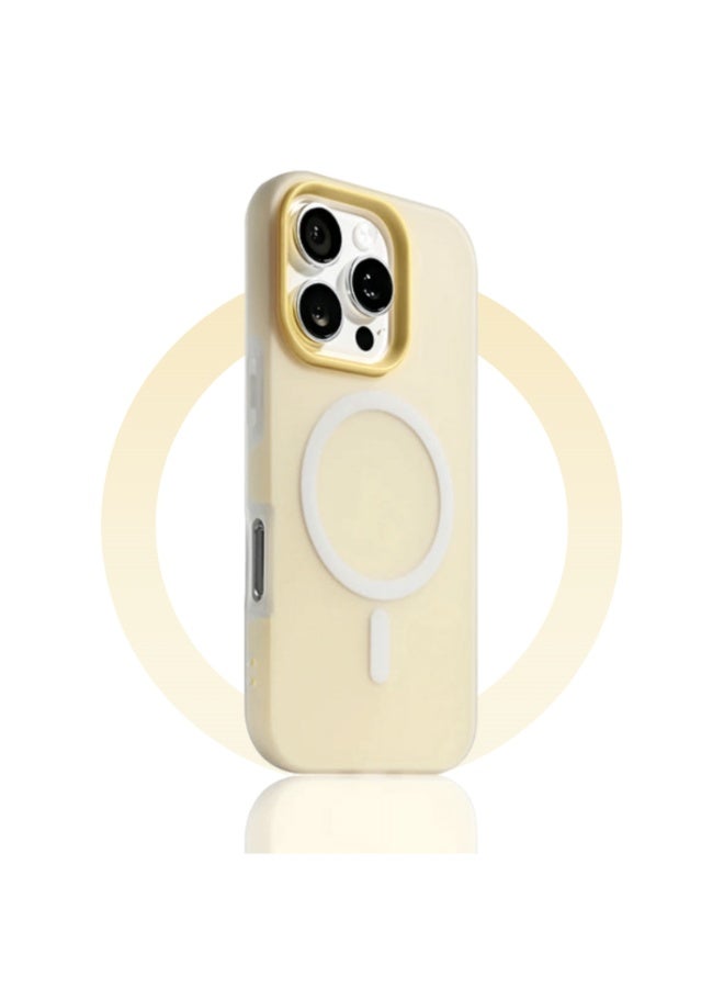 2-in-1 Dual-Layer Case for iPhone 16 Pro Max - Fashion Jelly Colored Inner Shell with Soft Frosted Coating, Compatible with MagSafe, Shockproof Slim Protective Cover for Boys & Girls (Beige) - Image 1