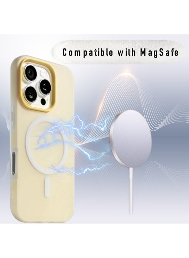 2-in-1 Dual-Layer Case for iPhone 16 Pro Max - Fashion Jelly Colored Inner Shell with Soft Frosted Coating, Compatible with MagSafe, Shockproof Slim Protective Cover for Boys & Girls (Beige) - Image 4