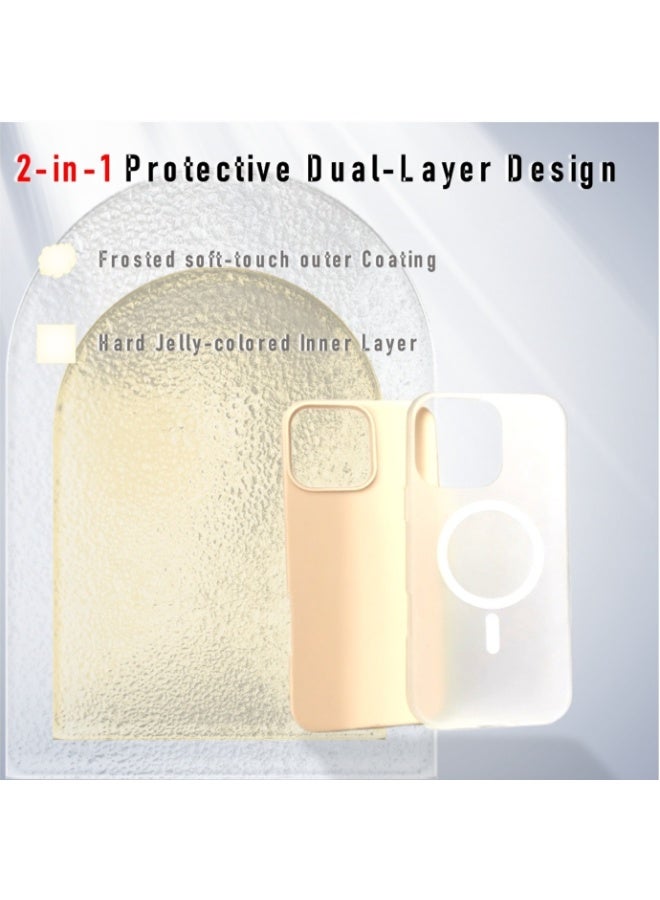 2-in-1 Dual-Layer Case for iPhone 16 Pro Max - Fashion Jelly Colored Inner Shell with Soft Frosted Coating, Compatible with MagSafe, Shockproof Slim Protective Cover for Boys & Girls (Beige) - Image 5