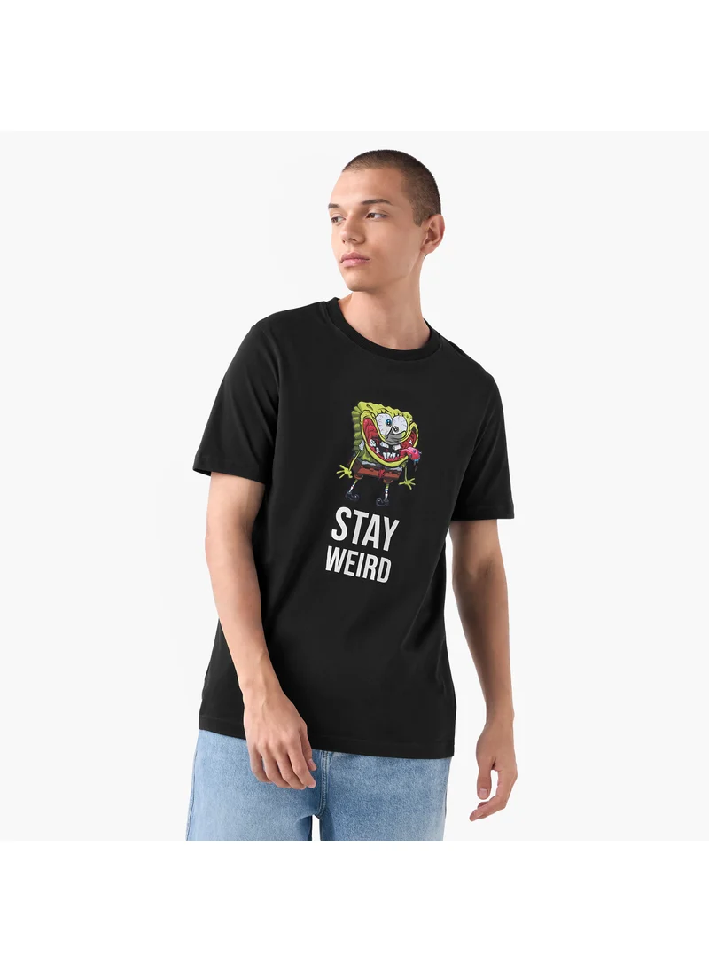 FAV SpongeBob Print T-shirt with Crew Neck