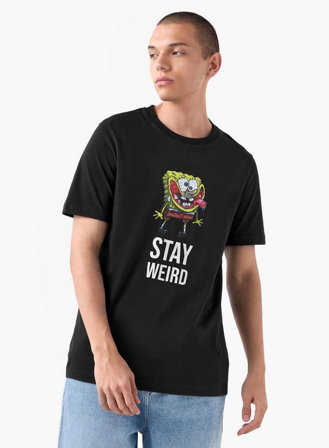 Splash FAV SpongeBob Print T-shirt with Crew Neck - Image 1