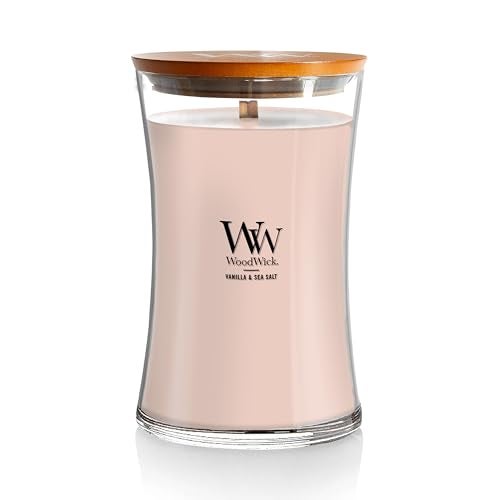 WoodWick Vanilla Sea Salt Large Hourglass Candle Premium Soy and Paraffin Wax Blend Pluswick Innovation Wood Wick - Image 1