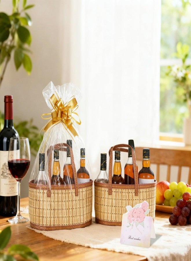 Wenceda 4 Set Baskets for Gifts Empty, Large Gift Empty Bamboo Basket with Handles, Foldable Woven Gift Basket with Wrap Bag/Card/Bow, Sturdy Gift Baskets for Baby Baptisms, Birthday, Christmas, Housewarming - Image 5