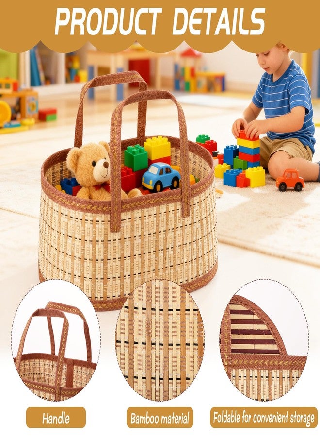 Wenceda 4 Set Baskets for Gifts Empty, Large Gift Empty Bamboo Basket with Handles, Foldable Woven Gift Basket with Wrap Bag/Card/Bow, Sturdy Gift Baskets for Baby Baptisms, Birthday, Christmas, Housewarming - Image 3
