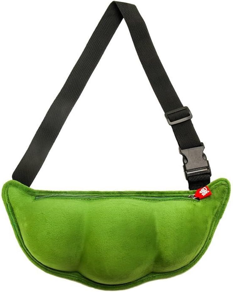 Ueeksry Cute Green Soybeans Shaped Crossbody Bag, Novelty Bag - Cute Pea Shaped Funny Pack Plush Chest Purse for Women - Image 1