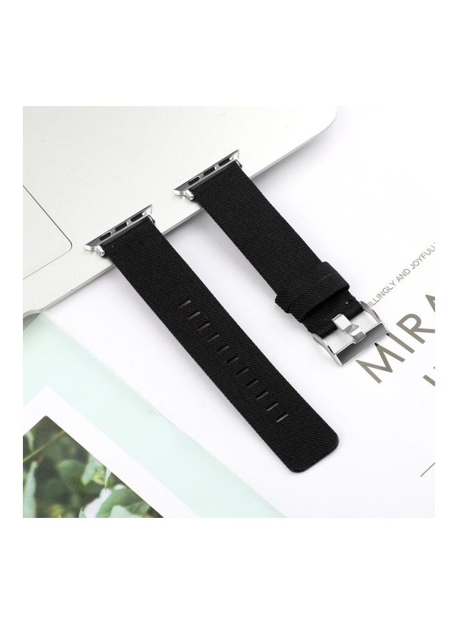 NIBEMINENT D Style Canvas Wrist Strap For Apple Watch Series 7/6/SE/5/4/3/2/1 45/44/42mm Black - Image 2
