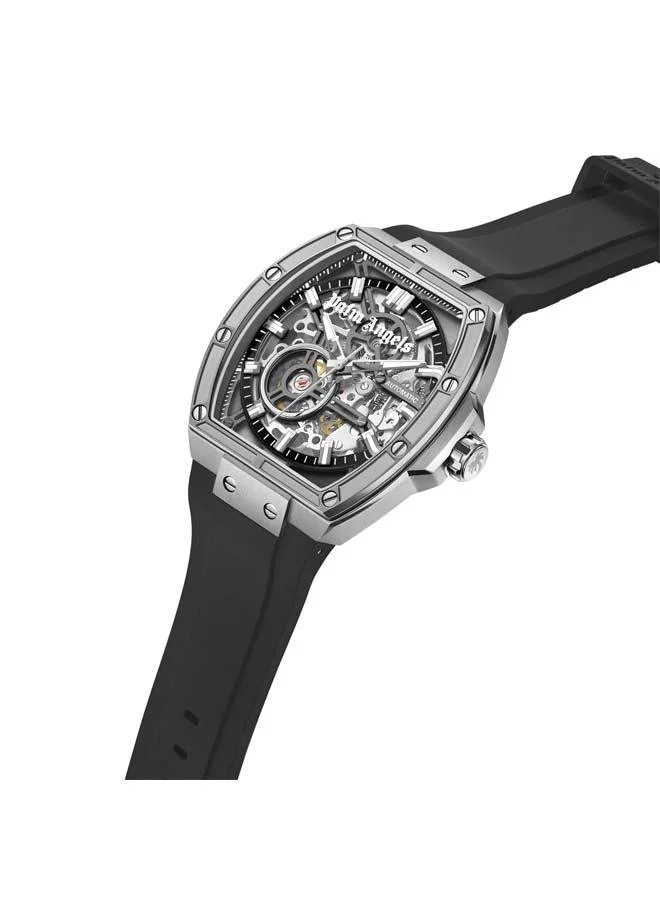 Palm Angels Pulse Charcoal Dial Black Silicone Strap Analog Watch for Men, 42mm