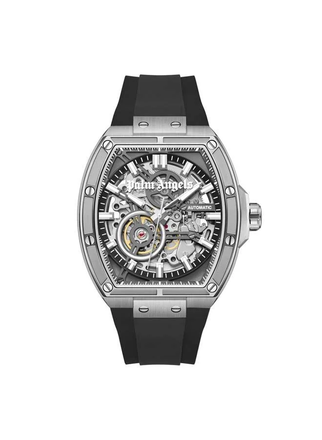 Palm Angels Pulse Charcoal Dial Black Silicone Strap Analog Watch for Men, 42mm