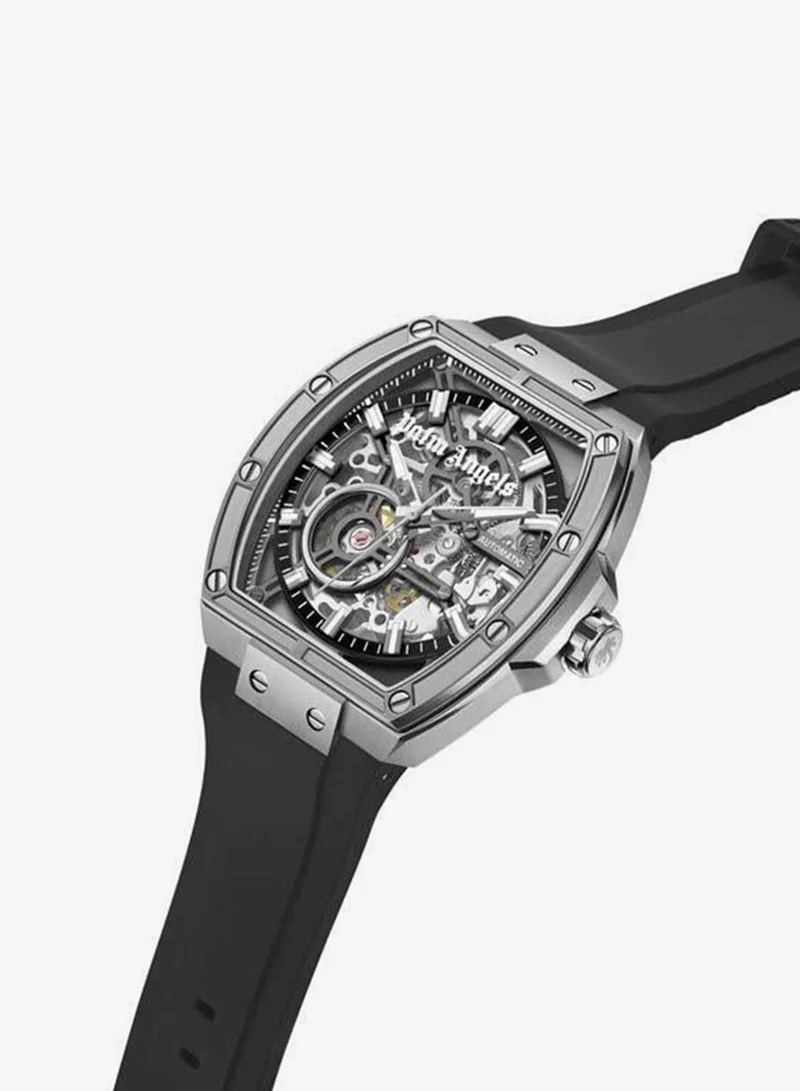 Palm Angels Pulse Charcoal Dial Black Silicone Strap Analog Watch for Men, 42mm