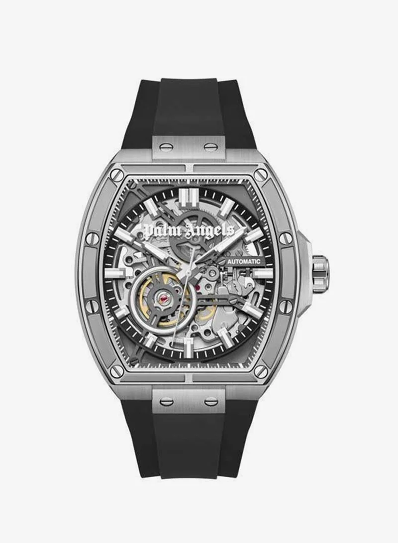 Palm Angels Pulse Charcoal Dial Black Silicone Strap Analog Watch for Men, 42mm