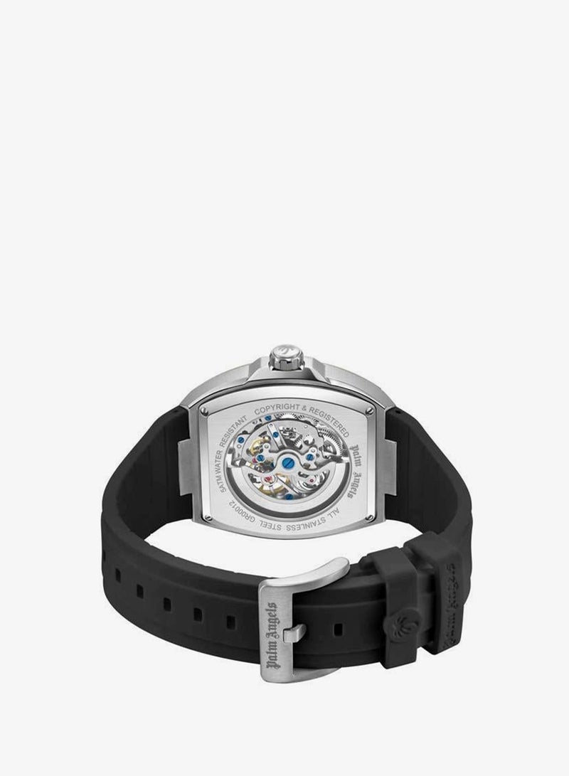 Palm Angels Pulse Charcoal Dial Black Silicone Strap Analog Watch for Men, 42mm - Image 3