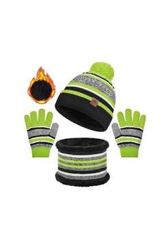 KASTWAVE Kids Warm Beanie Hat Scarf Gloves Set 3 in 1 Thermal Knit Hat Scarf Gloves Set Winter Accessories Sets Snood Scarf Gloves Set with Double Layer Fleece Lining Boys Girls  - Image 1