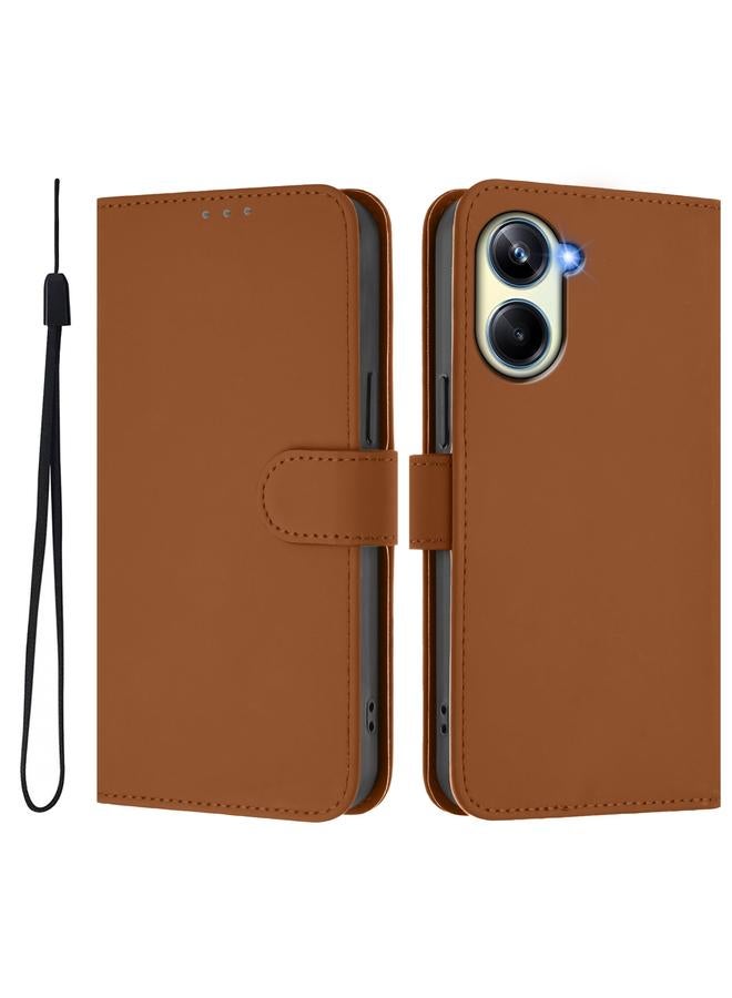 S-TOP Case For Realme 10 Pro 5G Skin Feel Solid Color Leather Phone Case with Lanyard - Image 2