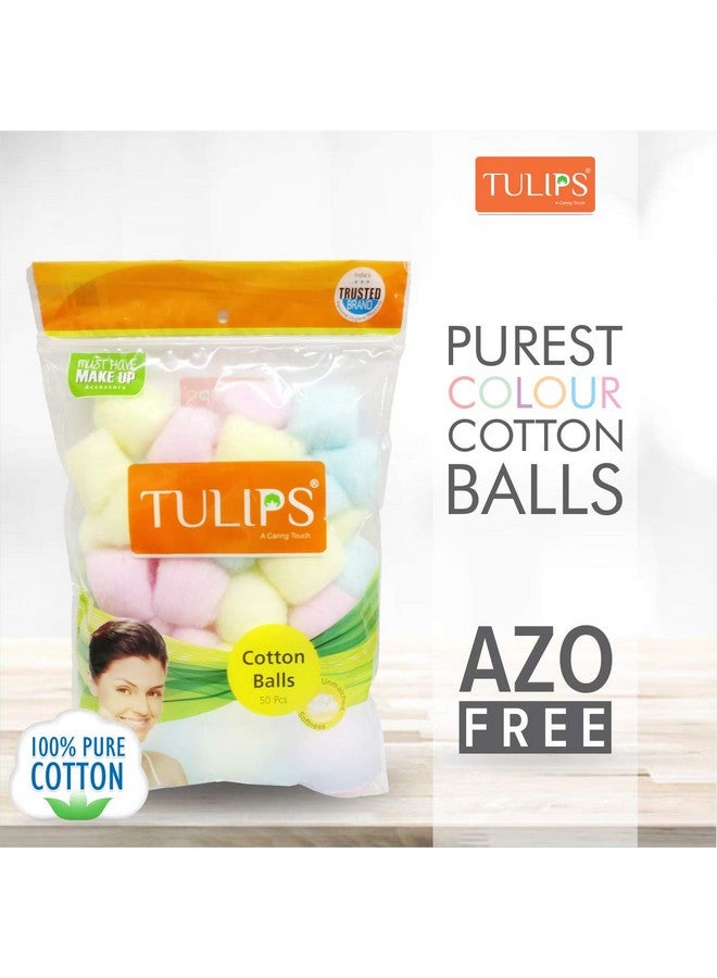 Tulips Multicolor Cotton Balls (50 Pieces) Pack Of 3 - Image 2