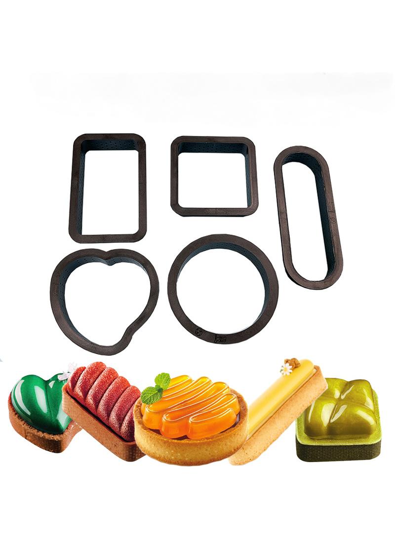 general 5 Pieces DIY Circular Tower Ring Cutting Mold Plastic Mesh Ring Mousse Cake Ring French Cheese Tower Ring, Mousse Ring Baking Tool - Image 1