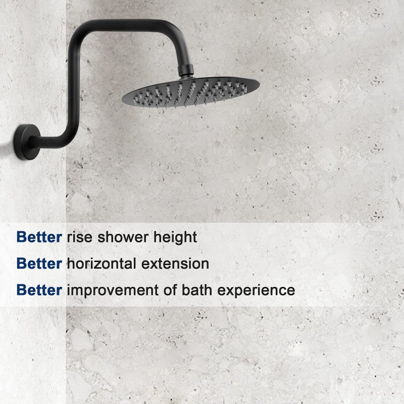 NearMoon S Shape Shower Extension Arm with Flange, Stainless Steel High Rise Shower Head Extender Pipe, Horizontal Extension Standard 1/2" Connection- Bathroom Accessory, 13 Inch (Matte Black) - Image 5