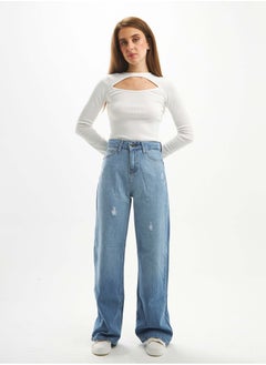 High-Waist Light Wash Degrade Ripped Straight Wide Leg Jeans. - pzsku/ZAA05599FF1C78A161F30Z/45/_/1721562989/67233f09-29d3-428a-933c-6a470fdf153d