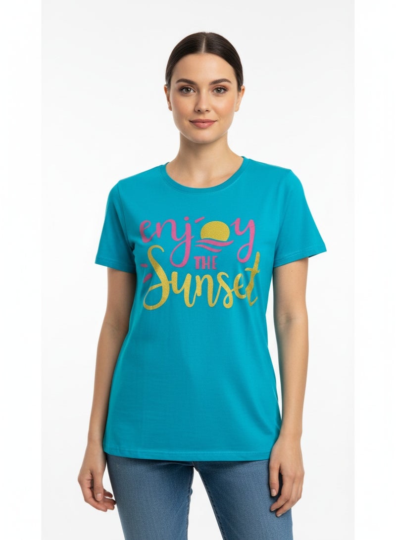 general Ladies T-shirt Blue Trend SS TA-AB21WNXTSNM113 - Image 2