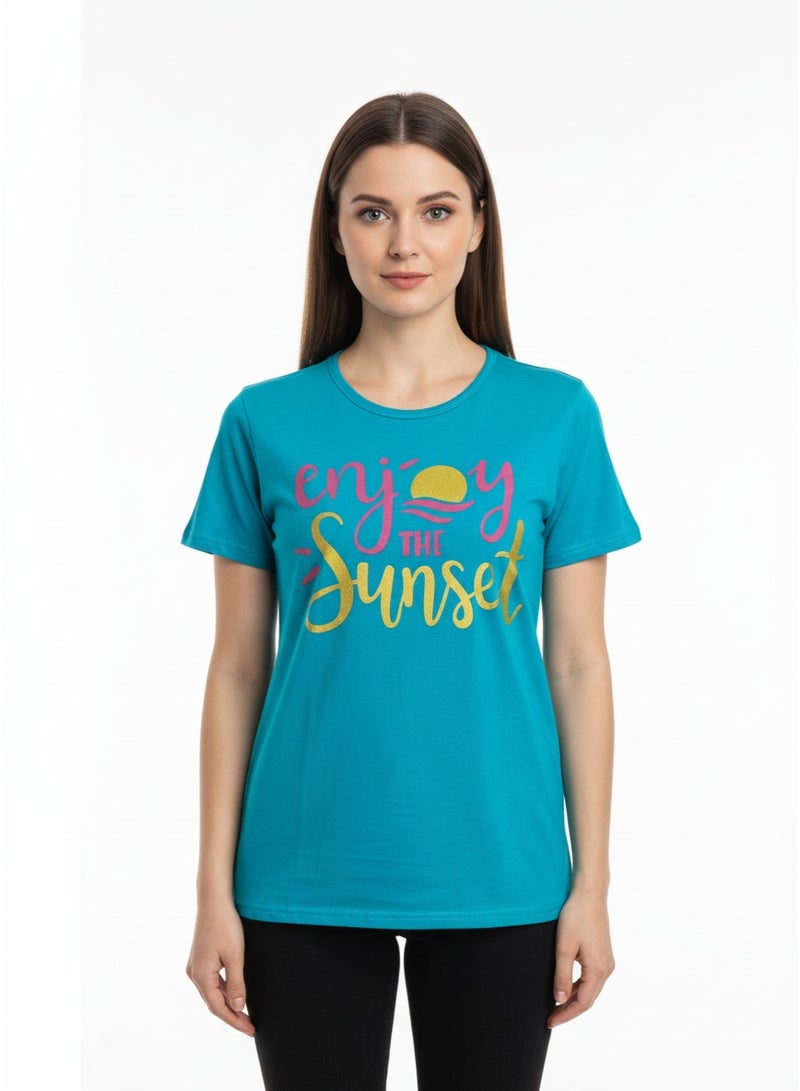 general Ladies T-shirt Blue Trend SS TA-AB21WNXTSNM113 - Image 1