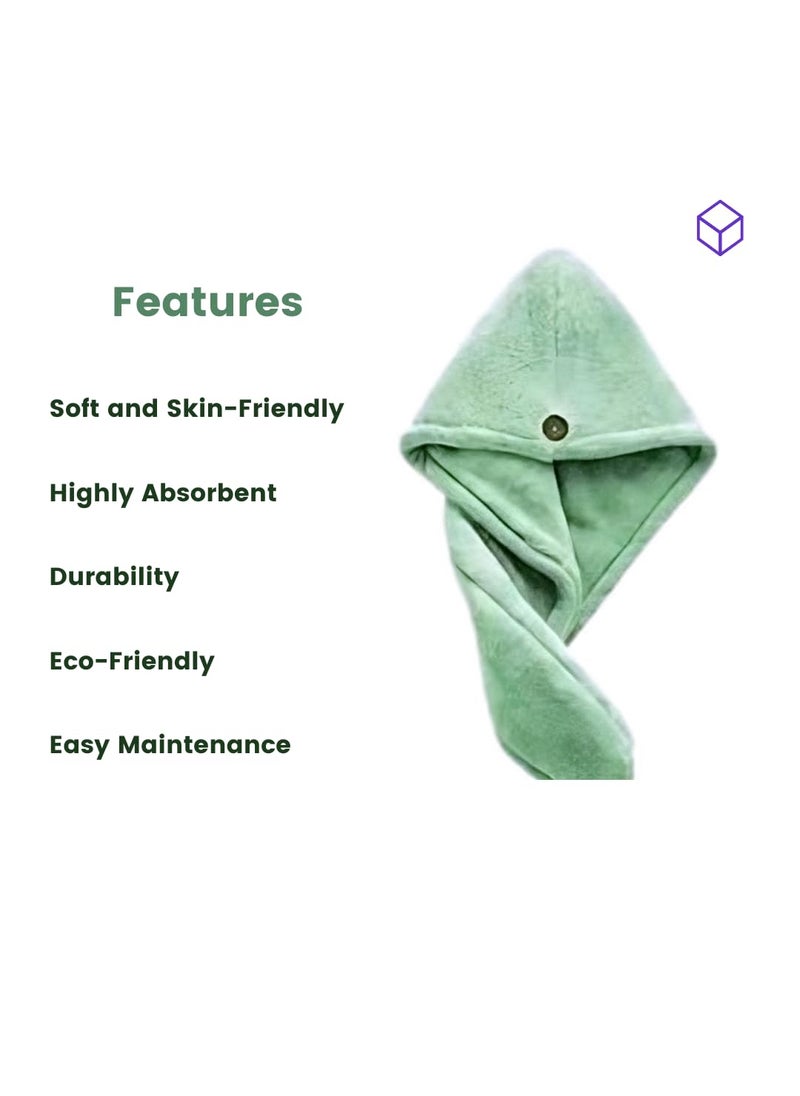 Generic Head Towels wrap for Women Microfiber Hair Drying Towel Wrap Quick Dry Twist Cap Green Fade Resistant Cotton Bath Headwrap  - Image 4