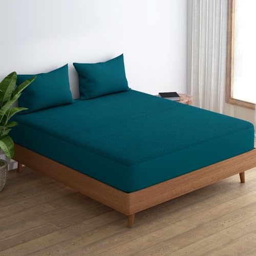 Wakefit Waterproof Bamboo Mattress Protector | Anti-Bacterial Bed Cover, Hypoallergenic, Ultra Soft Fitted Cover - Teal (75x60 Inch) - Queen - Image 2