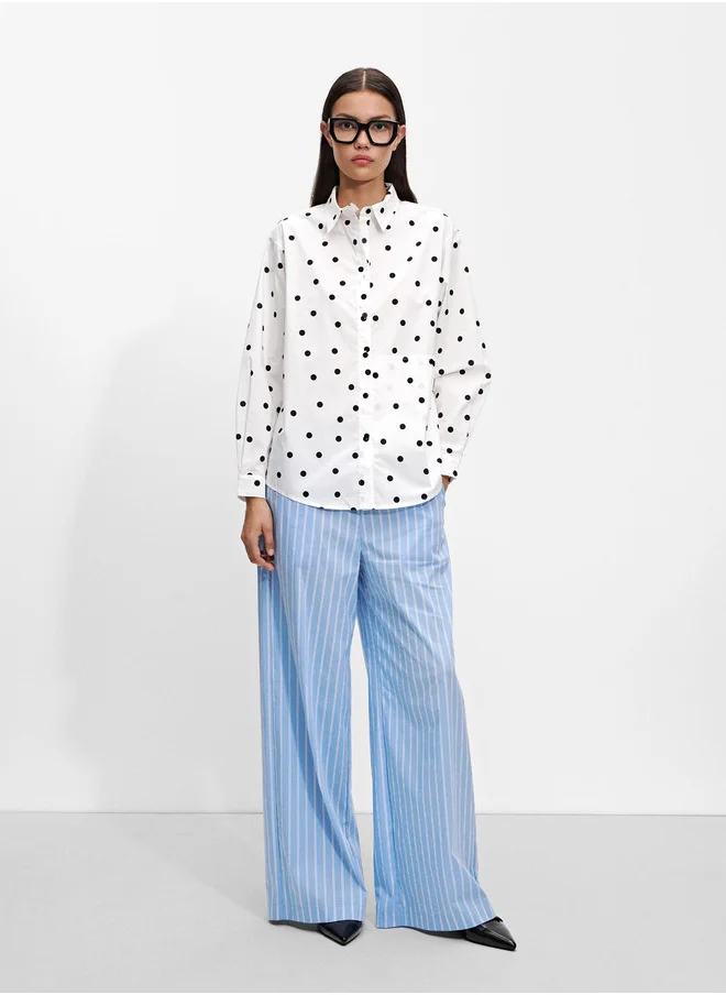 PARFOIS Polka Dot Cotton Shirt