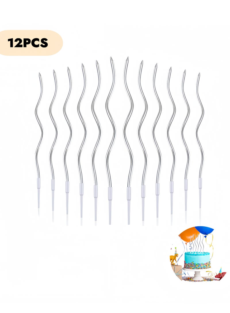 12 PCS Birthday Decorations candle set with a modern wavy design that adds a unique and distinctive touch to the cake. - Image 1