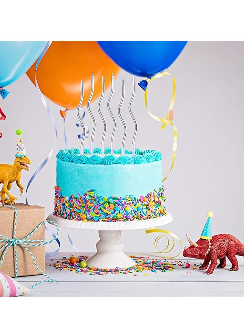 12 PCS Birthday Decorations candle set with a modern wavy design that adds a unique and distinctive touch to the cake. - Image 3