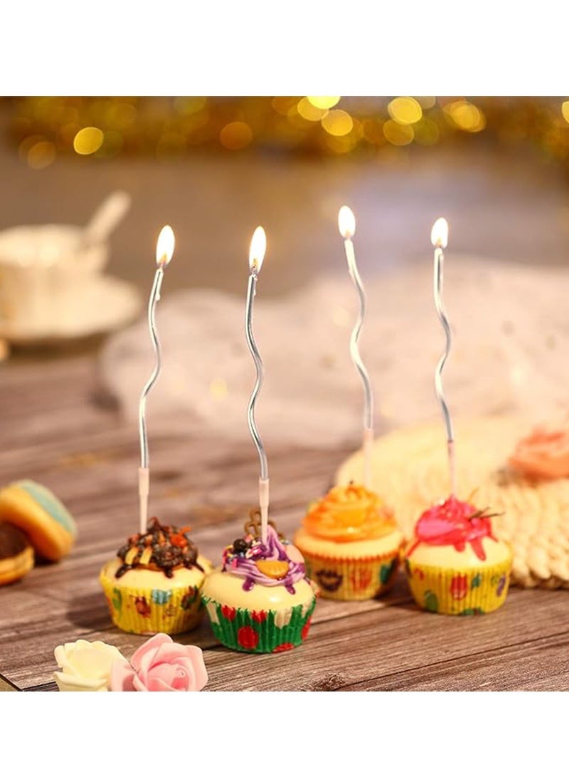 12 PCS Birthday Decorations candle set with a modern wavy design that adds a unique and distinctive touch to the cake. - Image 4