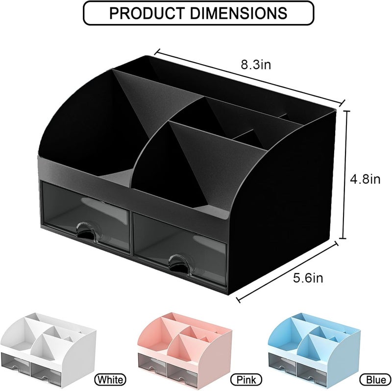 COMFYROOM Makeup Organizer with Drawers, Cosmetic Storage for Dresser Vanity and Bathroom Countertop, Beauty Holder for Lipstick Brush, Skincare Organizer for Vanity, Cosmetic Display Case (Black-2Pack) - Image 3