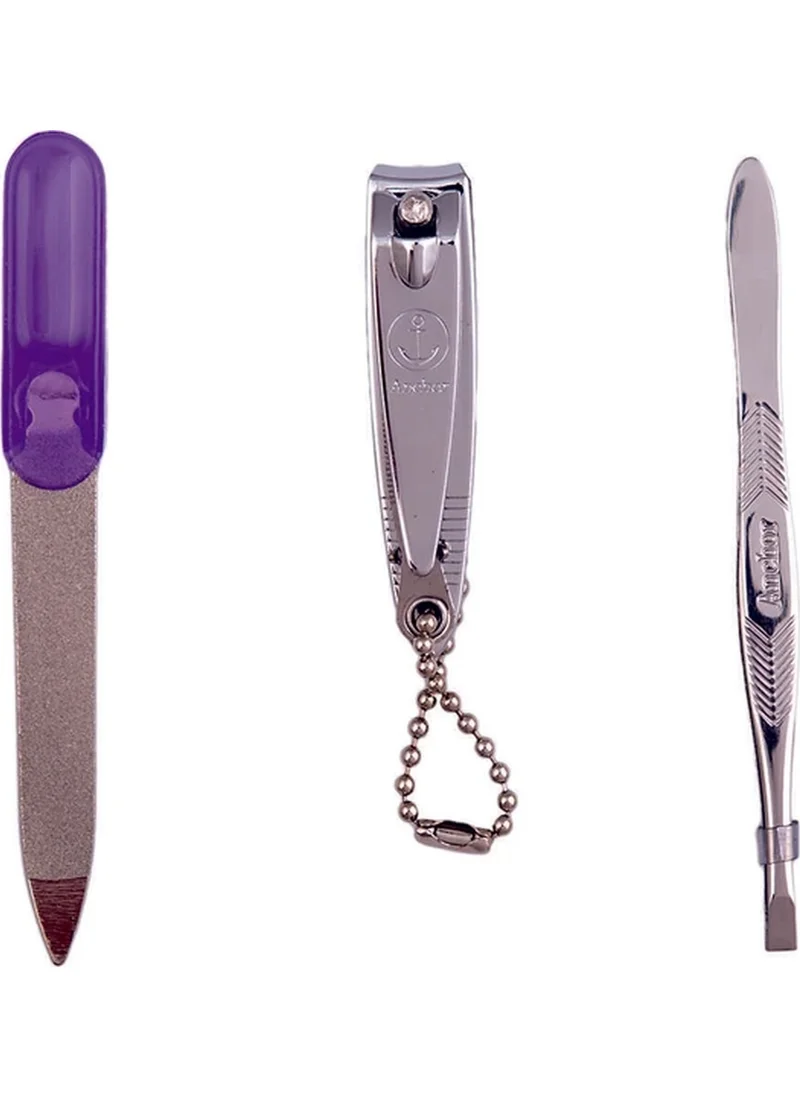 Hane216 3-Piece Care Set Tweezers + File + Nail Clipper