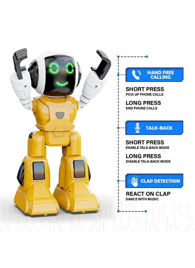 Mirana Moonwalker | Smart Interactive Walking & Talking Robot | USB Rechargeable Type-C | in-Built Bluetooth Speaker | Remote & App Controlled Toy for Kids 2+ 3+ 4+ 5+ 6+ Years (Yellow)