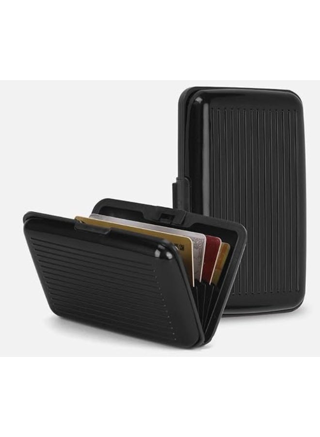 محفظة بطاقات بلاستك، حافظة بطاقات الائتمان، تصميم مضلع، مقاومة للماء مصممة لحماية بطاقاتك الائتمانية وبطاقات الهوية بأمان وأناقة. (اسود) - Image 1