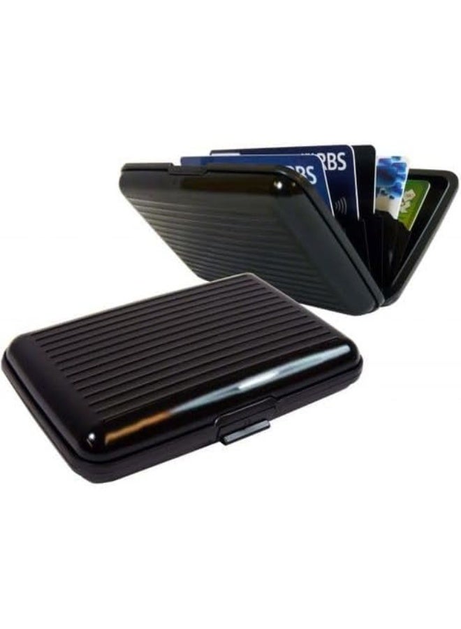 محفظة بطاقات بلاستك، حافظة بطاقات الائتمان، تصميم مضلع، مقاومة للماء مصممة لحماية بطاقاتك الائتمانية وبطاقات الهوية بأمان وأناقة. (اسود) - Image 3