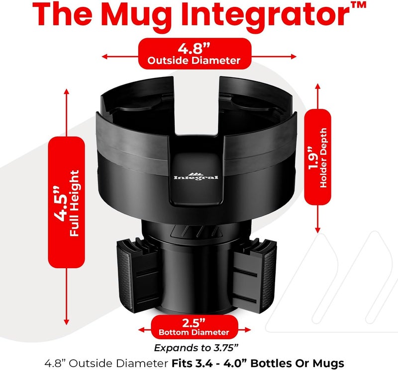 ESSENTIALLY ENGINEERED Integral Expandable Mug Holder - YETI 14oz Rambler Cup Holder - Car Cup Holder Expander with Adjustable Base - Rubber Tabs Hold Most Coffee Mugs Ramblers 10oz - Image 2