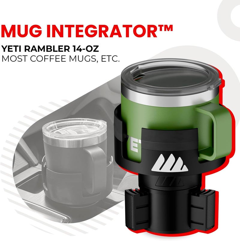 ESSENTIALLY ENGINEERED Integral Expandable Mug Holder - YETI 14oz Rambler Cup Holder - Car Cup Holder Expander with Adjustable Base - Rubber Tabs Hold Most Coffee Mugs Ramblers 10oz - Image 3