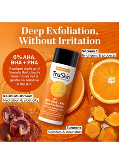 TruSkin TruSkin BHA Liquid Exfoliant & Toner - PHA AHA BHA Gentle Exfoliator with Salicylic & Glycolic Acid, Vitamin C - Smooth Uneven Tone & Texture, Refine Pores, Minimize Oily Skin & Fine Lines, 4.2 Fl Oz  - Image 3
